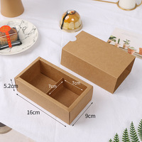 Boîte à biscuits en papier kraft avec 2 diviseurs, emballage pour macarons, desserts, bonbons, en-cas, boîtes d'emballage écologiques
