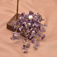 Broche en perle baroque d'eau douce 8-9mm, perle rose plaquée or, style élégant, accessoire de mariage, perle naturelle, hypoallergénique
