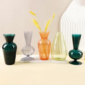 Hot Sale Art Deco Style Glass Vase Tabletop Centerpiece For Spring Decoration With Flowers