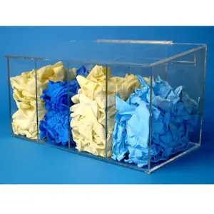 Distributeur de gants en acrylique transparent, 4 poubelles, mallette de rangement pour gants en perspex