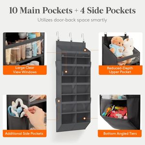 <b>Over</b> <b>The</b> <b>Door</b> Organizer 14 Section Clear Window Hanging Storage With Side Pockets For Toys And Baby Supplies Behind <b>Doors</b> - Product Image 3