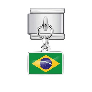 Wholesale Italian Charm Bracelets National Flag Module Pendant Bracelet Fashion 9mm Stainless Steel Bracelet DIY Jewelry Gift - Product Image 6