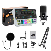 Ensemble de carte son pour équipement de podcast professionnel, mixeur d'entrée d'instrument, microphone à condensateur de studio pour l'enregistrement sur PC et smartphone