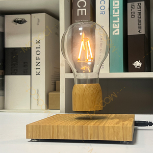 Modern Table Desk Night Wooden Lamp Magnetic Levitation Floating <b>Wireless</b> LED <b>Light</b> Bulb for Home Room Office Decor Unique Gift - Product Image 2