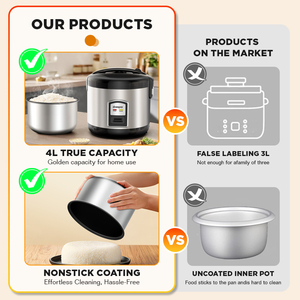 Dreepor หม้อหุงข้าวไฟฟ้ากระทะ nonstick 3L สัมผัสเดียวเพื่อสุขภาพหม้อหุงข้าวไฟฟ้า500W อุ่นอัตโนมัติ - Product Image 3