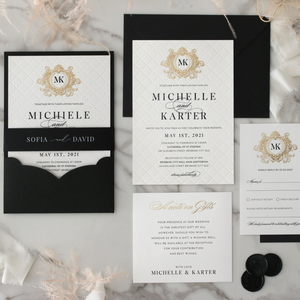 Papier texturé ivoire de qualité supérieure Crête matelassée pré-déjouée Feuille de luxe estampillée Annonce d'invitation de <span class=keywords><strong>mariage</strong></span> - Product Image 1