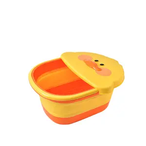 Customized Folding Foot Soaking Bucket for Home Use Children Foot Wash Basin Plastic with Lid Insulation Cute Foot Bath Tub
