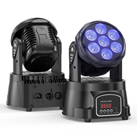 Luces Móviles de Cabeza con 7 LEDs RGBW de 70W, Mini Luces para DJ, Discotecas y Bares, con Control DMX512, Movimiento Pan/Tilt