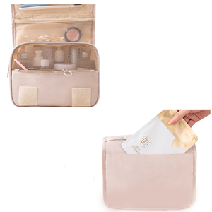 Portable Fashion Polyester Large Capacity Travel Cosmetic Bag Zipper Closure Wet/Dry Separation Multi-Compartment <b>Makeup</b> <b>Case</b> - Product Image 4