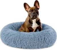 Lit pour animaux de compagnie portable super doux, rond, lavable, en peluche moelleuse et luxueuse pour l'hiver, avec housse en velours antidérapante