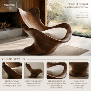 Poltrona di Lusso Artigianale dal Design Moderno e Unico, Sedia Minimalista con Braccioli in Legno Massello per Casa, Hotel e Esterni - Product Image 2