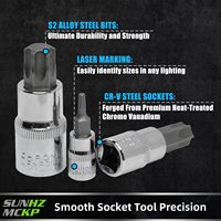 64-Piece Master-Torx peralatan mekanik otomotif, Set soket Drive Bit soket Torx eksternal, peredam adaptor Impact krom OEM