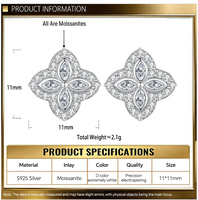 Elegante S925 Silber Vierblättrige Moissanit-Ohrstecker 925 Sterling Silber Hypoallergene Marquise-Blumen-Ohrstecker