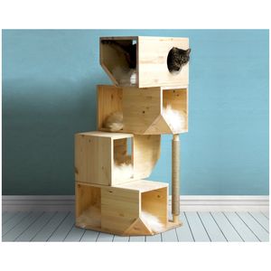 أحدث تصميم لعام 2024: بيت حيوانات أليفة مصنوع من الخشب المستدام، قابل للتركيب على الحائط، أثاث فريد وجذاب لتسلق القطط والكلاب - Product Image 1