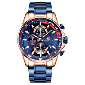 Montres pour hommes en gros, chronographe, montre à quartz pour hommes, multifonction, luxe, acier inoxydable, sport, montre bleue pour hommes - Product Image 1