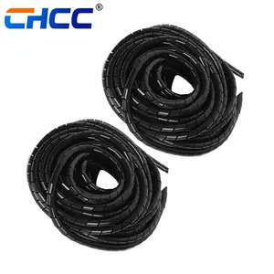 PE winding pipe lengan pelindung spiral berlekuk cepat finishing lengan hitam 3-30mm produsen grosir