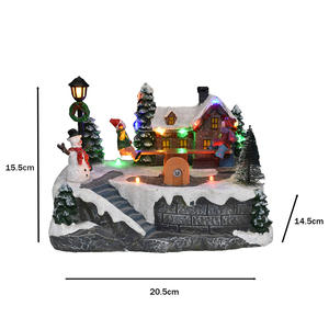 Kerstdorp huis miniatuur geanimeerde wipfiguurtjes LED-verlichting hars ambachtelijke decoratie voor thuis op tafel - Product Image 2