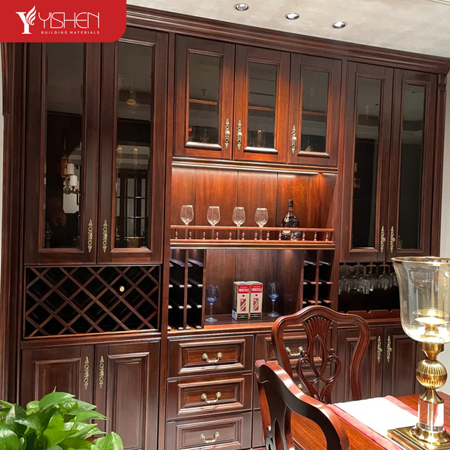 Whole House Customization Modular Solid Wood Wall Cabinet Glass Door Modern European Built-In Removable Cover Wine Display Rack