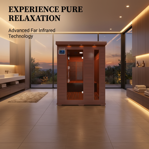 Sauna infrarouge lointain en cèdre rouge confortable pour 3 personnes, avec panneau de commande informatique, lumière LED Bluetooth, design européen certifié - Product Image 1