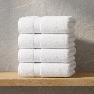 White Cotton Organic Eco-Friendly Bath <b>Towel</b> Set Plush Quick Dry Hotel Style Rectangular Solid Color 4 Pack - Product Image 1