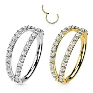Fancy Body Piercing Jewelry 10K/14K Yellow Real Gold Nose Rings Multi Bitty True Diamonds