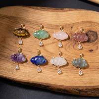 Pendentif Goutte d'eau en Pierre Naturelle Nuage de Rêve avec Zircon Cubique Scintillant et Étoile Incrustée, Améthyste Rose, Fourniture pour la Fabrication de Bijoux Thérapeutiques