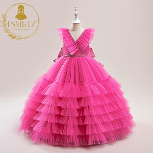FSMKTZ Vestido de Fiesta de Malla Esponjosa para Niñas, Vestido de <span class=keywords><strong>Carnaval</strong></span> con Cuello en V para Niñas, Vestido de Princesa para Cumpleaños y Bodas - Product Image 4