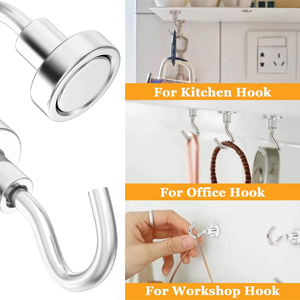 Wholesale Metal 304SS Aluminum 80 Lbs Heavy Duty Strong <strong>Magnet</strong> Screw Wall Hooks With Nuts for Hanging Home Furniture - Product Image 4