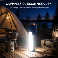 Lampe torche LED solaire rechargeable Type-C avec projecteur latéral et lampe stroboscopique rouge et bleue pour camping en extérieur et urgences automobiles