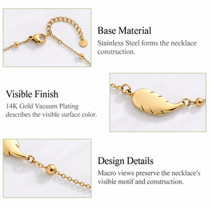 Collar de Acero Inoxidable con Baño de Oro de 14K, Diseño de Hoja Curva, Joyería con Cadena - Product Image 2