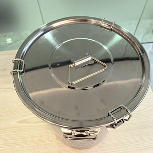 DF428 35L 36L 37L 38L 39L 40L 32x 50cm 31.5x50cm 30x50cm Seau de rangement en acier inoxydable avec couvercle à pince, récipient alimentaire réutilisable - Product Image 1