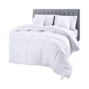 Bedding Comforter Winter Warm 100% Cotton Shell White Quilted Comforter with Corner Tabs