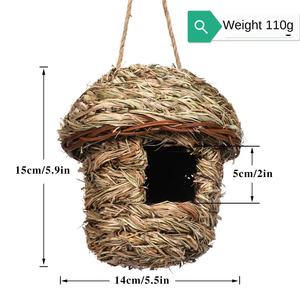 Patlayıcı Saman Kuş Yuvası Yaratıcı El Yapımı Kuş Kafesi Bahçe Dekorasyonu Pastoral Ekolojik Kuş Evi Modeli - Product Image 2