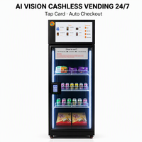 Distributeur automatique intelligent à reconnaissance faciale, technologie visuelle IA, réfrigérateur à porte unique pour snacks et boissons, kiosque en libre-service