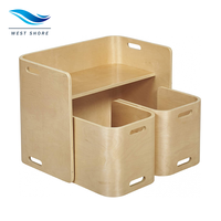 Ensemble table et chaises en bois courbé Montessori pour maternelle, école préscolaire, salle de classe d'apprentissage précoce, mobilier en bois pour bébés et produits pour enfants