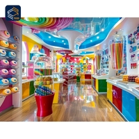 Conception d'aménagement de magasin commercial évolutive avec éclairage LED pour l'intérieur, conception de magasin de bonbons pour enfants