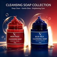 Savon éclaircissant pour le visage Aker Fassi, soin de la peau personnalisé à étiquette privée, savon naturel doux et éclatant, savon bleu Nila