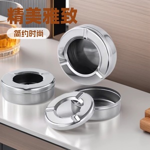 Stainless Steel Ashtray <b>Round</b> Windproof Drop Proof For KTV Office Tea <b>Table</b> - Product Image 3