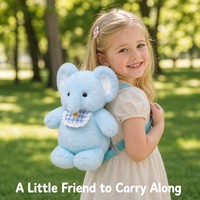 Sac à dos en peluche éléphant mignon, sac à bandoulière bleu à carreaux, sac animalier adorable pour cadeau de collection