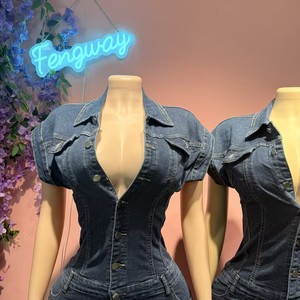 Jeans da Donna Casual a Vita Alta Elasticizzati, Tute in <span class=keywords><strong>Denim</strong></span> per Allenamento, Jumpsuit in <span class=keywords><strong>Denim</strong></span> Cargo Aderenti per Donne - Product Image 3