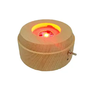 צבעוני אור עץ led בסיס מסתובב בסיס לילה אור קריסטל כדור 3D מוסיקה תיבת עם עץ מנורת בסיס עבור חג המולד יום הולדת