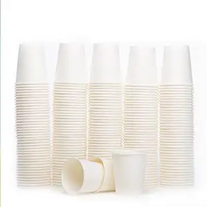 Copos de papel descartáveis de café biodegradáveis de parede única com logotipo personalizado 2,5 onças/4 onças/6 onças/7 onças para bebidas quentes