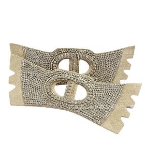 Sandalias de cuero genuino de moda para mujer, varios estilos con accesorios de diamantes de imitación agrandados, parte superior de zapatos - Product Image 2