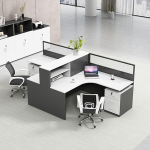 Simple y moderno para 4/6 personas, estación de trabajo, escritorio, partición, cubículo, muebles de oficina con juego de sillas, Panel de estilo de madera para uso en dormitorio - Product Image 3