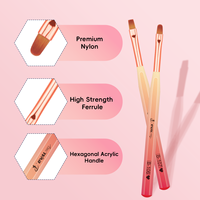 Ensemble professionnel de 7 pinceaux à ongles en acrylique hexagonaux dégradés roses pour la peinture au gel UV, le dessin et le traçage