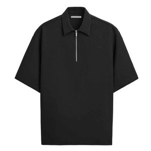 Camisa con Cierre de Cremallera, Mezcla de Algodón Tejido Premium, Estampado con Logotipo Personalizado, Corte Casual para Hombre, Uso Diario - Product Image 1