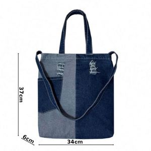 Customized Denim Bags in <b>Small</b> Quantity Factory Wholesale Women Large Capacity Shoulder Crossbody Bags - Product Image 2