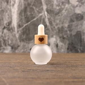 Schöne kugelförmige Tropf flasche aus Glas 20ml 30ml ätherisches Ölglas mit Bambus deckel Kostenlose Probe für Hautpflege serum - Product Image 6