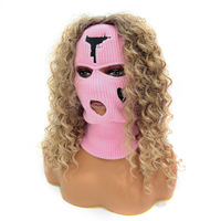 Cagoule 3 trous topless pour femmes masque de ski personnalisé avec lunettes oem masque de ski en tricot acrylique cagoule masque de ski créatif s'adapte aux cheveux longs
