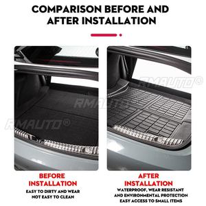 แผ่นรองพื้นท้ายรถและพื้นที่วางของด้านหน้าสำหรับรถยนต์เทสล่า รุ่น 3 ปี 2017-2021 ทำจากวัสดุ TPE กันน้ำ ป้องกันรอยขีดข่วน - Product Image 2